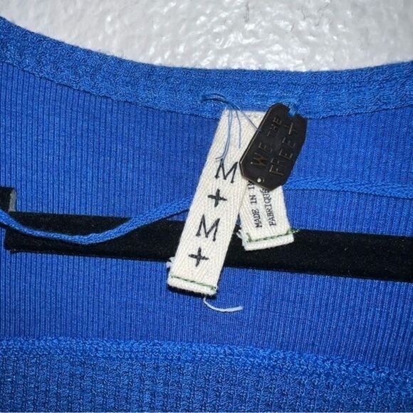 We The Free Malibu soft knit Thermal Blue oversized distressed Top - Picture 9 of 11